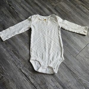 12M Girls Cream Long-Sleeve Baby Onesie